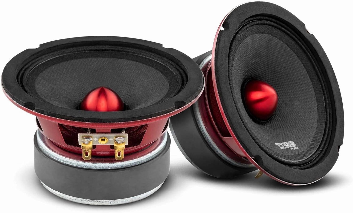 DS18 PRO-X5.4BM Loudspeaker - 5.25", Midrange, Red Aluminum Bullet, 300W Max, 150W RMS, 4 Ohms - Premium Quality Audio Door Speakers for Car or Truck Stereo Sound System (1 Speaker)