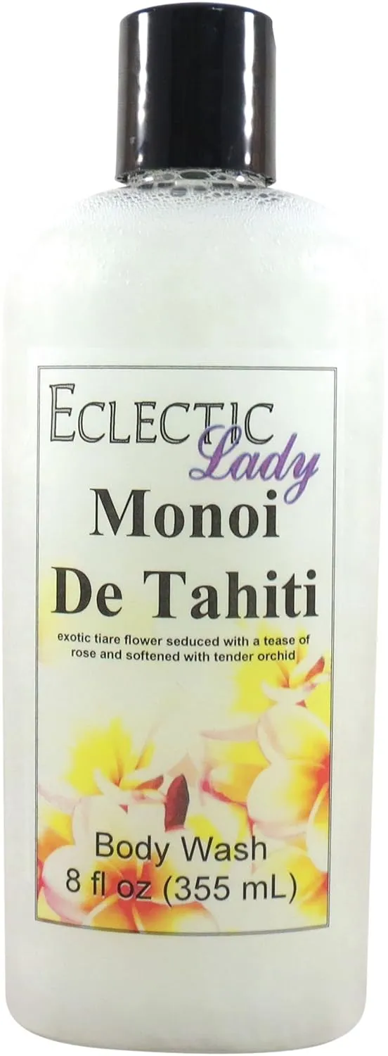 Eclectic Lady Liquid Pearl Body Wash - Monoi de Tahiti Scent 3-in-1 Use For Bubble Bath, Hand Soap & Body Wash, Phthalate-Free Monoi de Tahiti Fragrance, Handcrafted in USA (8 oz)