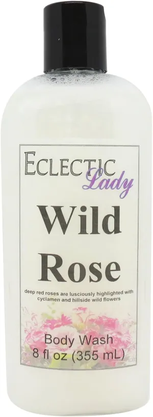 Eclectic Lady Liquid Pearl Body Wash - Wild Rose Scent 3-in-1 Use For Bubble Bath, Hand Soap & Body Wash, Phthalate-Free Wild Rose Fragrance, Handcrafted in USA (8 oz)