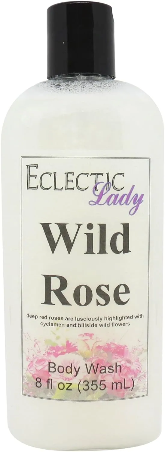 Eclectic Lady Liquid Pearl Body Wash - Wild Rose Scent 3-in-1 Use For Bubble Bath, Hand Soap & Body Wash, Phthalate-Free Wild Rose Fragrance, Handcrafted in USA (8 oz)
