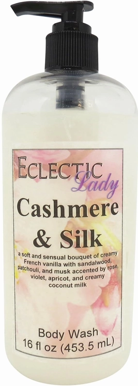 Eclectic Lady Liquid Pearl Body Wash - Cashmere and Silk Scent 3-in-1 Use For Bubble Bath, Hand Soap & Body Wash, Phthalate-Free Cashmere and Silk Fragrance, Handcrafted in USA (16 oz)