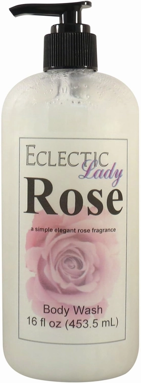 Eclectic Lady Liquid Pearl Body Wash - Rose Scent 3-in-1 Use For Bubble Bath, Hand Soap & Body Wash, Phthalate-Free Rose Fragrance, Handcrafted in USA (16 oz)