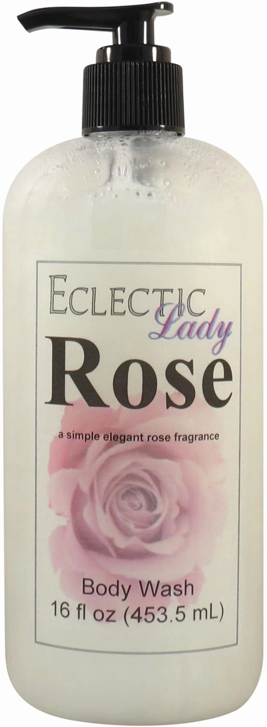Eclectic Lady Liquid Pearl Body Wash - Rose Scent 3-in-1 Use For Bubble Bath, Hand Soap & Body Wash, Phthalate-Free Rose Fragrance, Handcrafted in USA (16 oz)