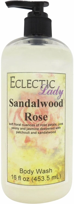 Eclectic Lady Liquid Pearl Body Wash - Sandalwood Rose Scent 3-in-1 Use For Bubble Bath, Hand Soap & Body Wash, Phthalate-Free Sandalwood Rose Fragrance, Handcrafted in USA (16 oz)