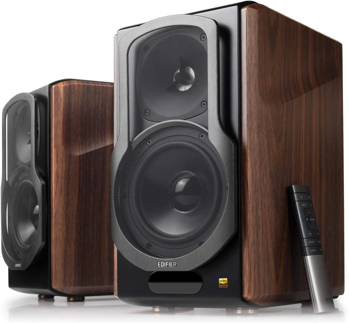 Edifier S2000MKIII Coaxial, Bluetooth, Optical and RCA Bookshelf 2 Speakers, Near-Field Active Tri-Amped 130w Studio Monitor for Audiophiles with Wireless, Line-in and Fiber-Optic Input Walnut