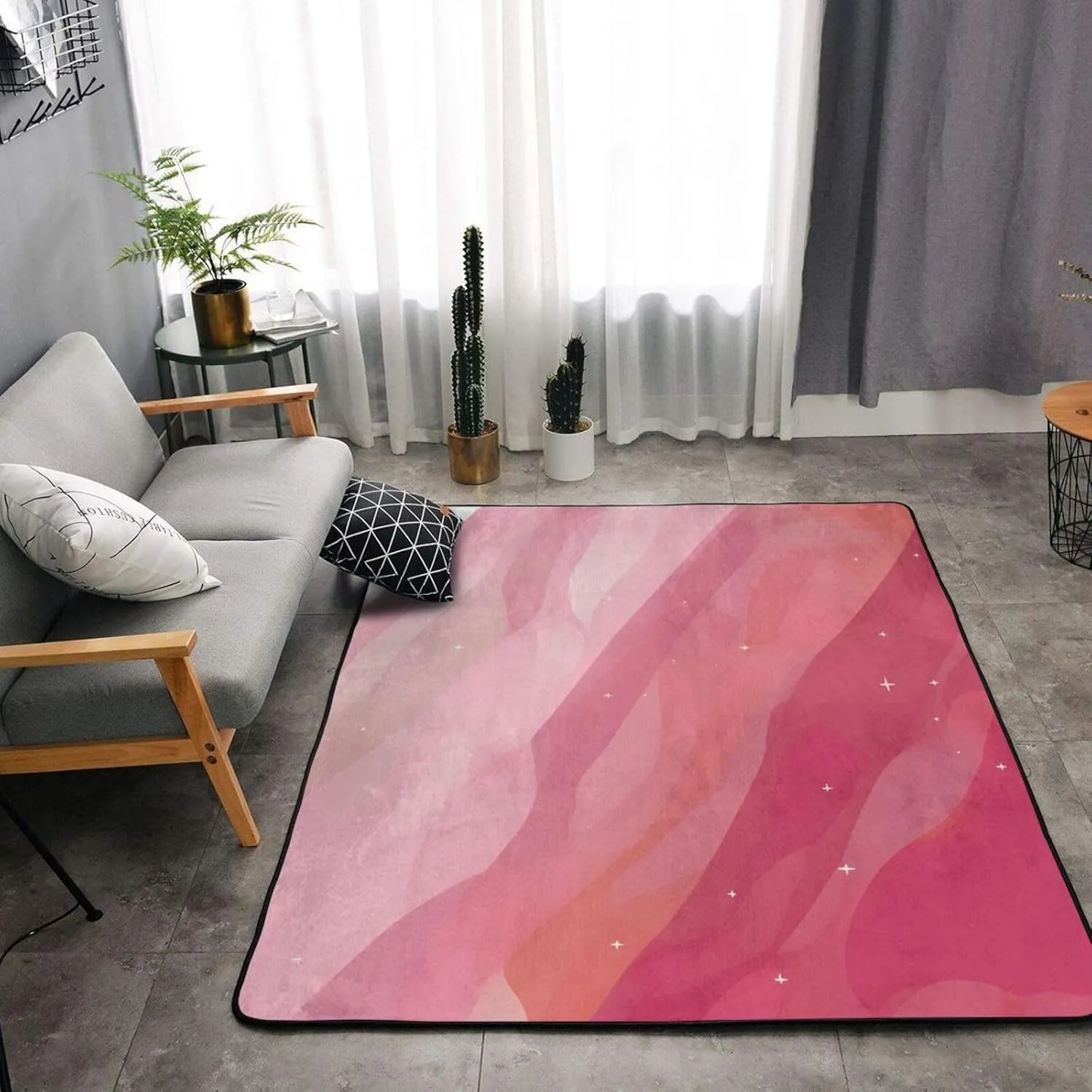 EkcoS Pink Gradient Style Large Area Rugs for Living Room, Super Soft Fluffy Modern Bedroom Rug,Soft Plush Furry Bedside Rug,(63x48in)