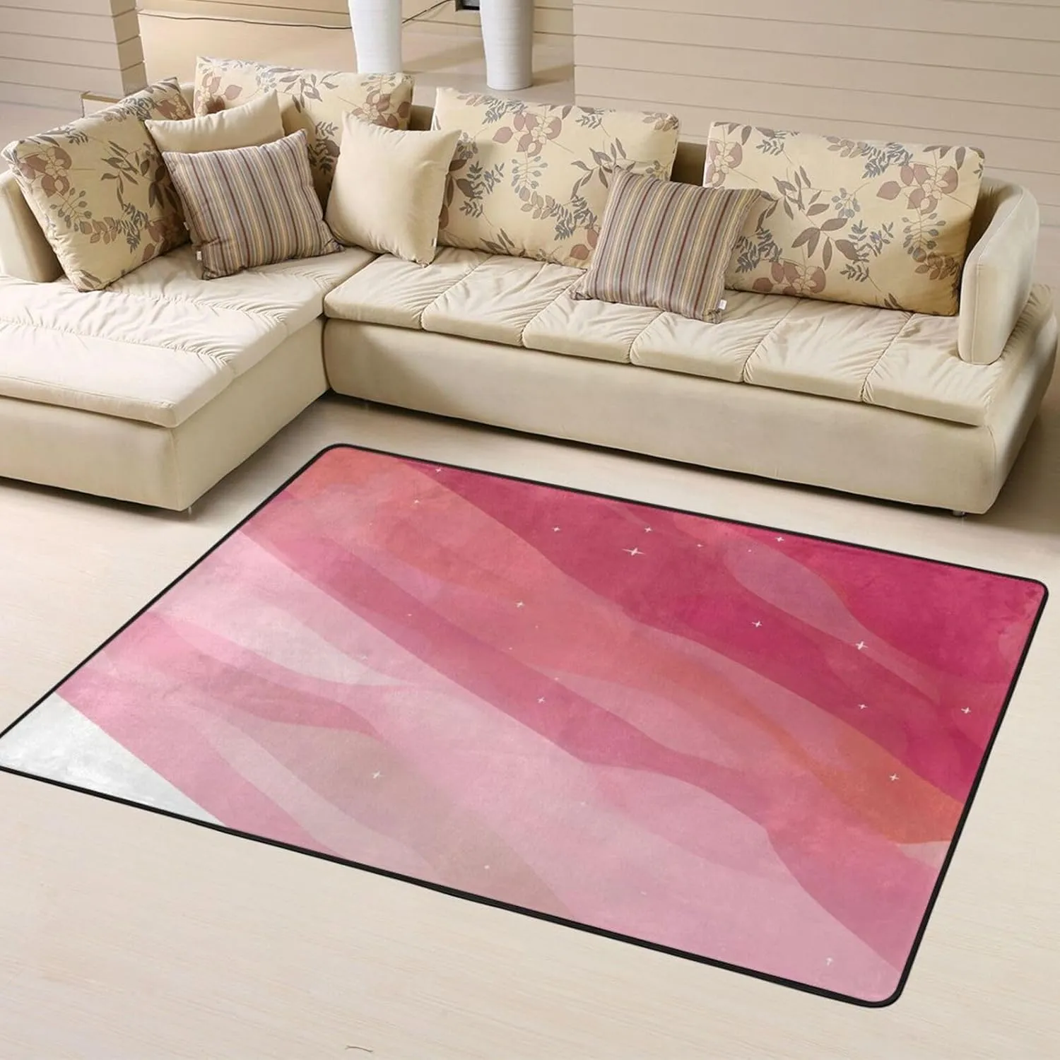 EkcoS Pink Gradient Style Large Area Rugs for Living Room, Super Soft Fluffy Modern Bedroom Rug,Soft Plush Furry Bedside Rug,(63x48in)