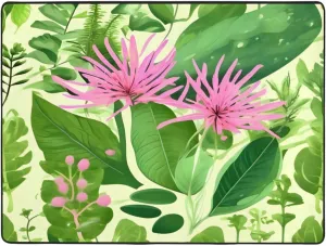 EkcoS Pink Plant Flowers Large Area Rugs for Living Room, Super Soft Fluffy Modern Bedroom Rug,Soft Plush Furry Bedside Rug,(63x48in)