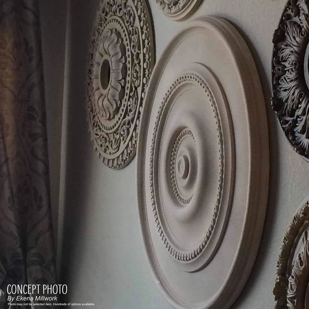 Ekena Millwork CM42X28ASAMF Ashford Ceiling Medallion, 42 3/4"W x 28 7/8"H x 1"P, Hand-Painted Americana