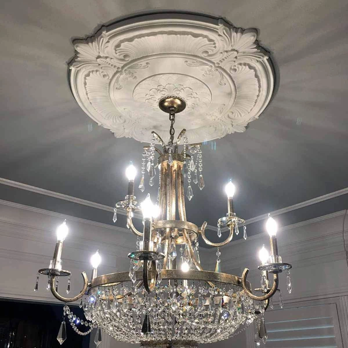 Ekena Millwork CM42X28ASCBF Ashford Ceiling Medallion, 42 3/4"W x 28 7/8"H x 1"P, Hand-Painted Cloud Burst