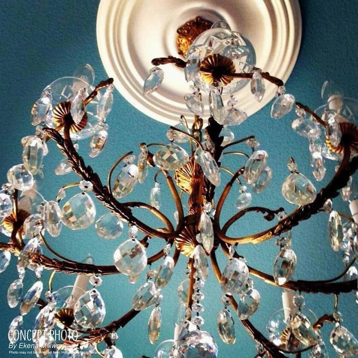 Ekena Millwork CM42X28ASWHC Ashford Ceiling Medallion, 42 3/4"W x 28 7/8"H x 1"P, Hand-Painted Witch Hazel Crackle