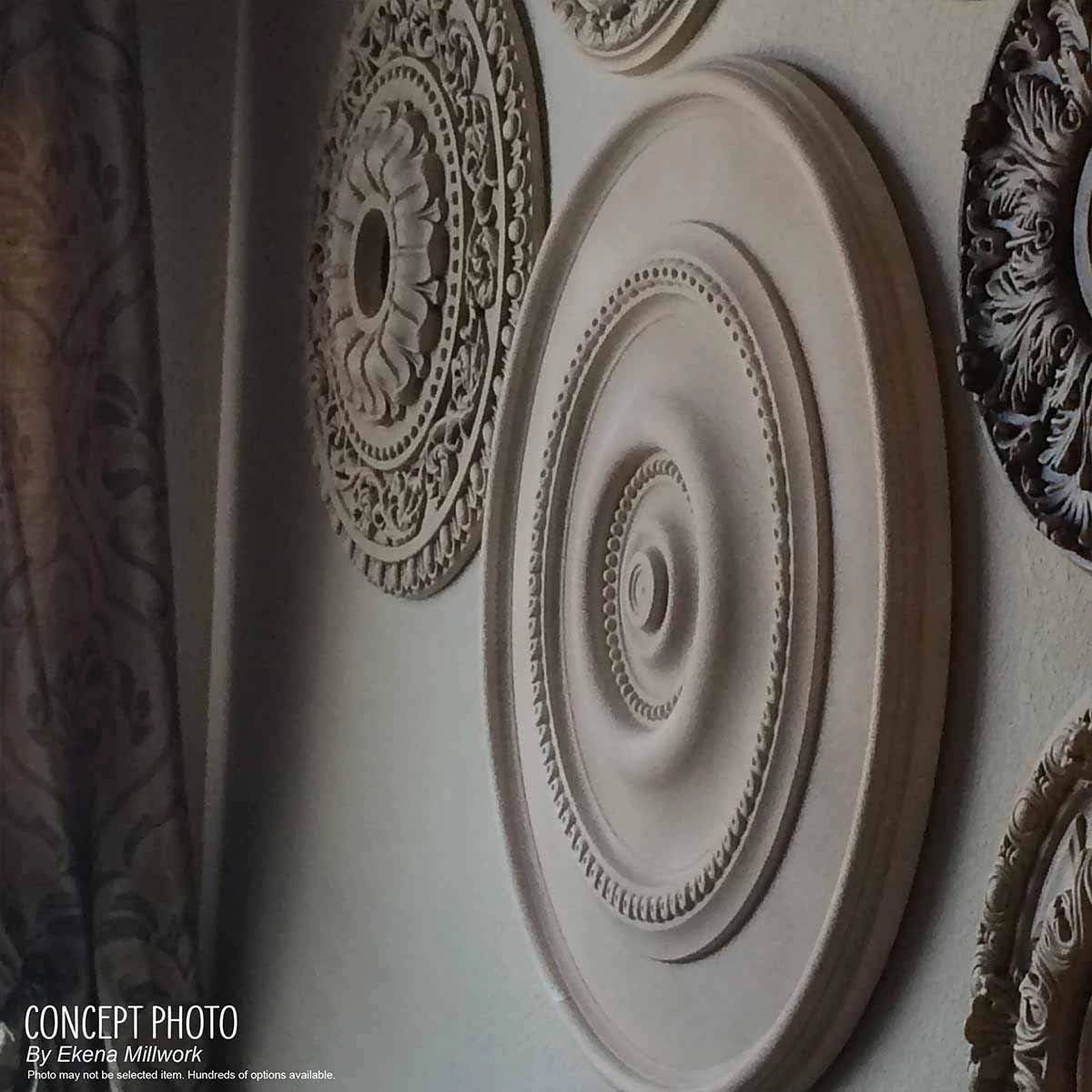 Ekena Millwork CM42X28ASWHC Ashford Ceiling Medallion, 42 3/4"W x 28 7/8"H x 1"P, Hand-Painted Witch Hazel Crackle
