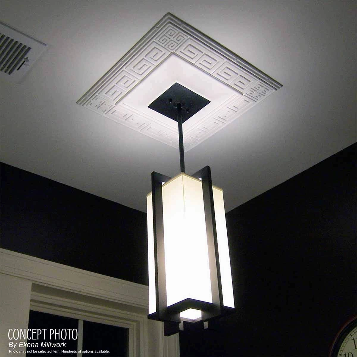 Ekena Millwork CM42X28ASWHC Ashford Ceiling Medallion, 42 3/4"W x 28 7/8"H x 1"P, Hand-Painted Witch Hazel Crackle