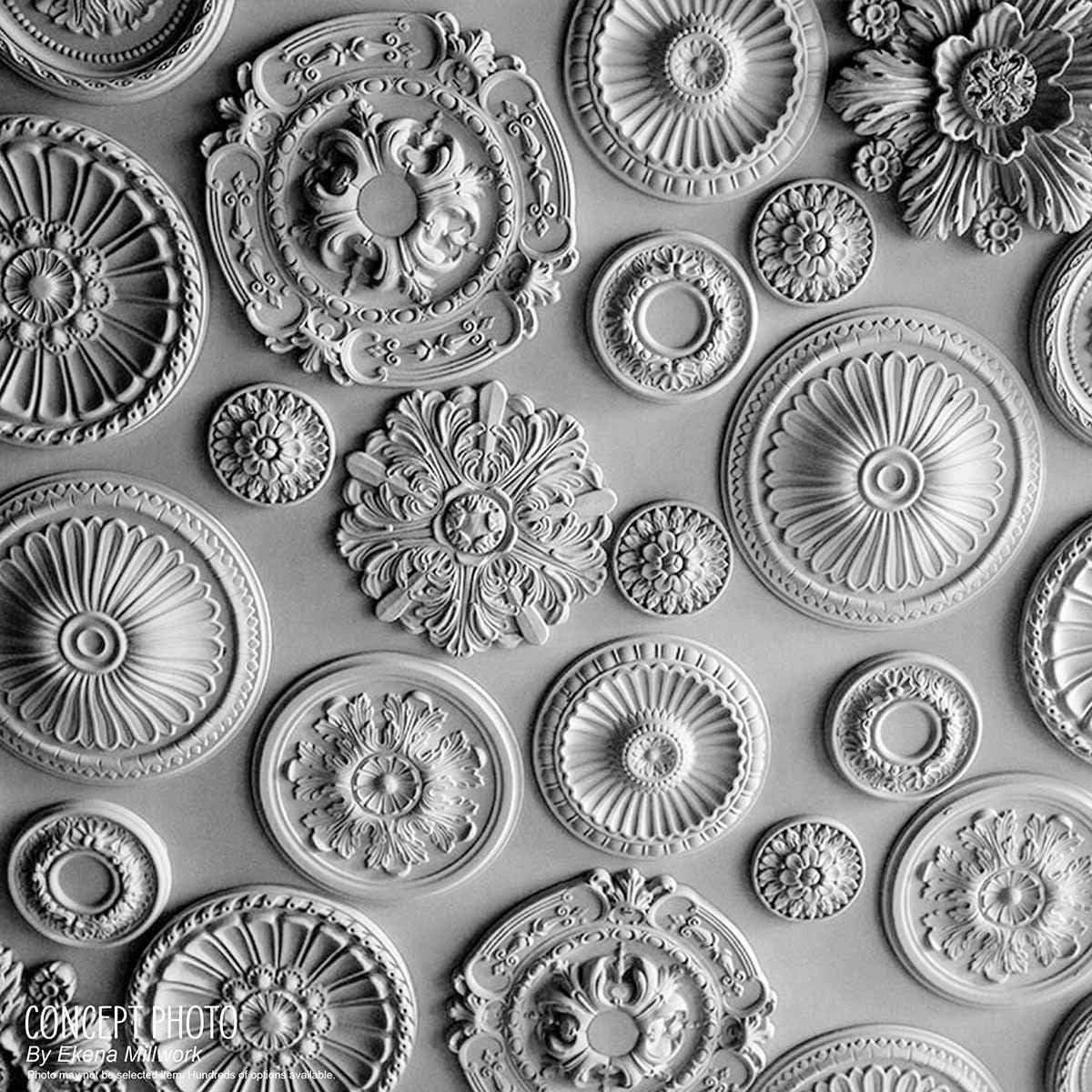 Ekena Millwork CM42X28ASWHC Ashford Ceiling Medallion, 42 3/4"W x 28 7/8"H x 1"P, Hand-Painted Witch Hazel Crackle