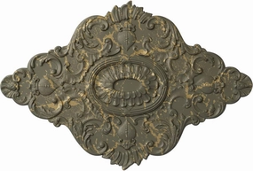 Ekena Millwork CM42X28ASWHC Ashford Ceiling Medallion, 42 3/4"W x 28 7/8"H x 1"P, Hand-Painted Witch Hazel Crackle