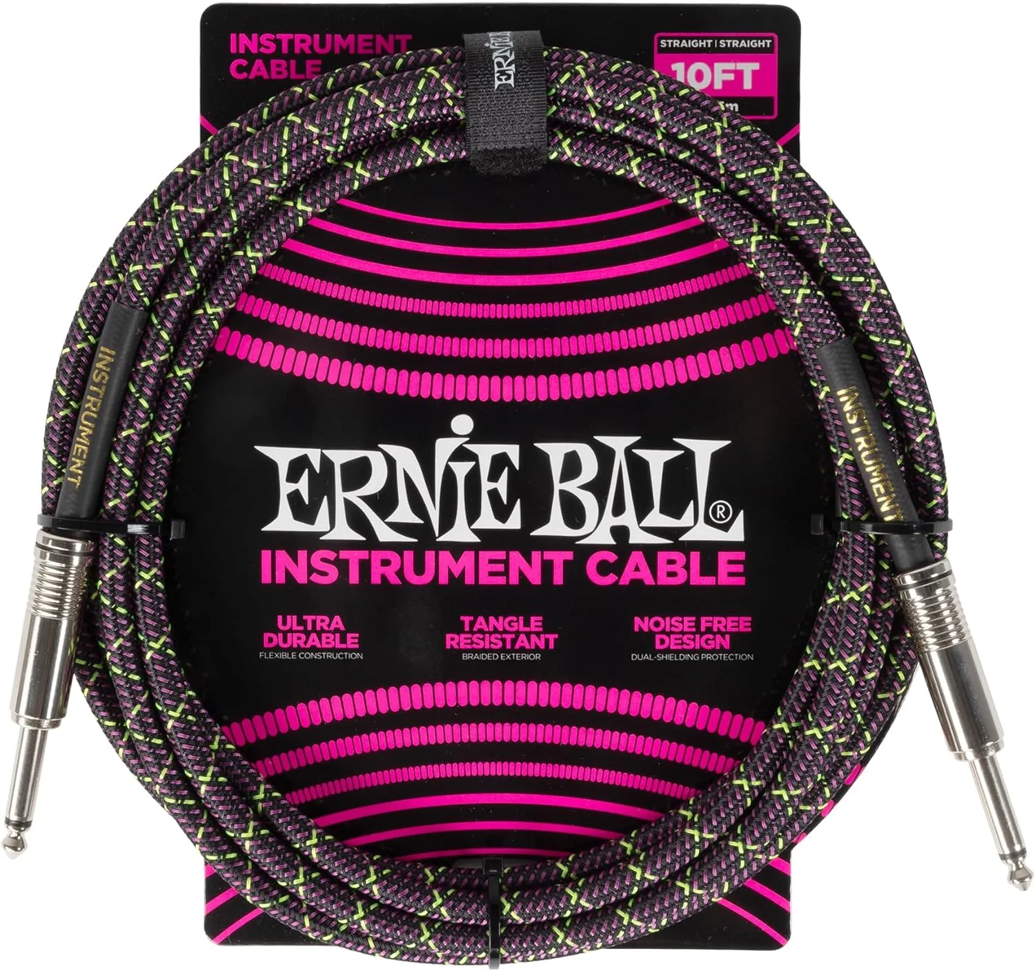 Ernie Ball Instrument Cable, Coaxial Male, Purple Python, 10ft (P06427)