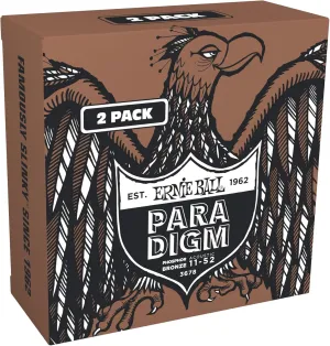 Ernie Ball Light Paradigm Phosphor Bronze Acoustic Guitar Strings Amazon Exclusive 2 Pack 11-52 (P03678)
