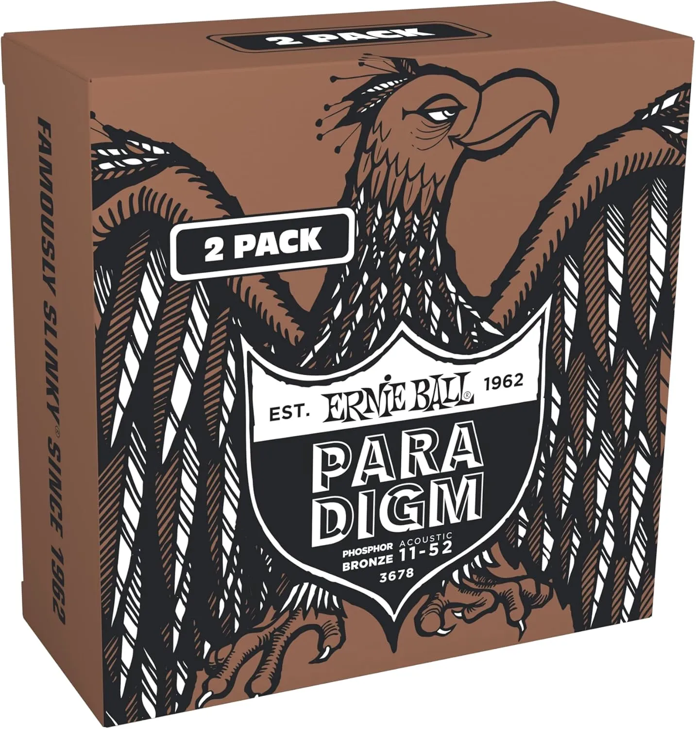 Ernie Ball Light Paradigm Phosphor Bronze Acoustic Guitar Strings Amazon Exclusive 2 Pack 11-52 (P03678)