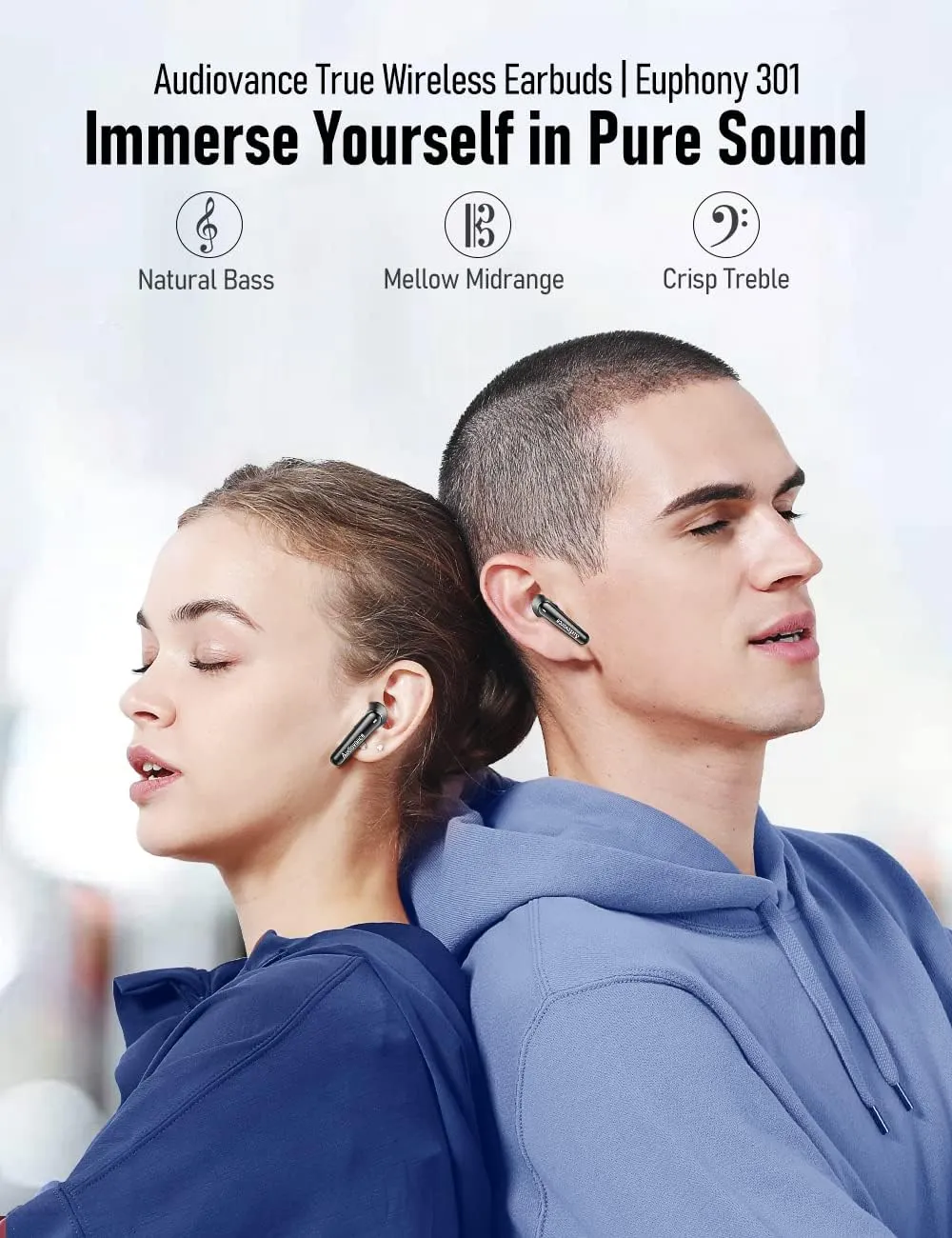 Euphony 301 Wireless Earbuds Bluetooth Headphones for iPhone and Android, Premium Sound Wireless Ear Buds (EU301)