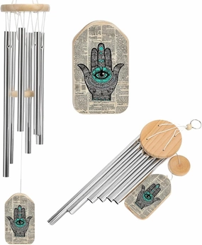 Evil Eye Hamsa Hand Wind Chimes Outside with Relaxing Rich Sound, Memorial Wind Chimes Gifts Porch Garden Backyard