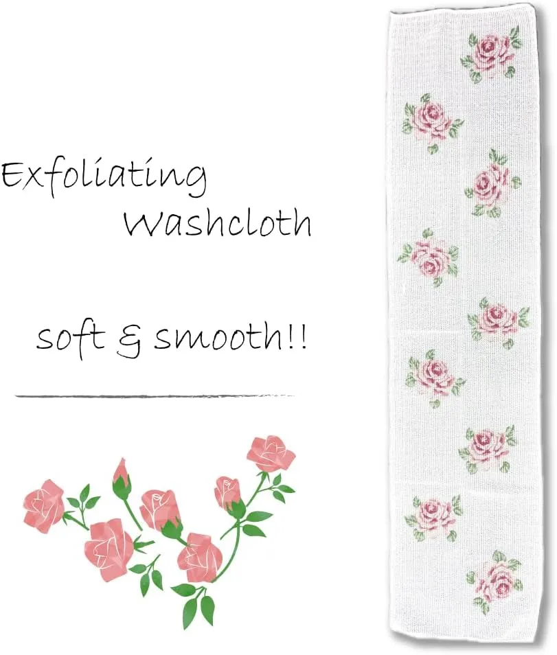 Exfoliating Washcloth [Made in Japan] Shower Back Scrubber showcasing Charming Design Patterns, Exfoliating Towel [Loofah for Women and Men] (Dot Rose)
