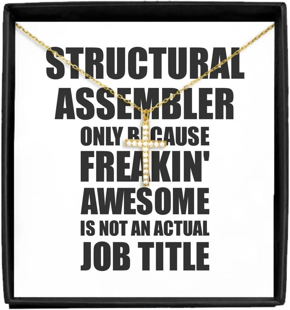 EzGift Funny Structural Assembler Necklace Pendant Freaking Awesome Gift Idea For Coworker Employee Office Gag Job Title Joke Jewelry With Chain And Message Card Box