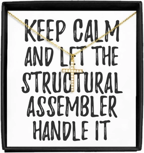 EzGift Keep Calm And Let The Structural Assembler Handle It Necklace Pendant Funny Coworker Gift Office Gag Jewelry With Chain Message Card Box