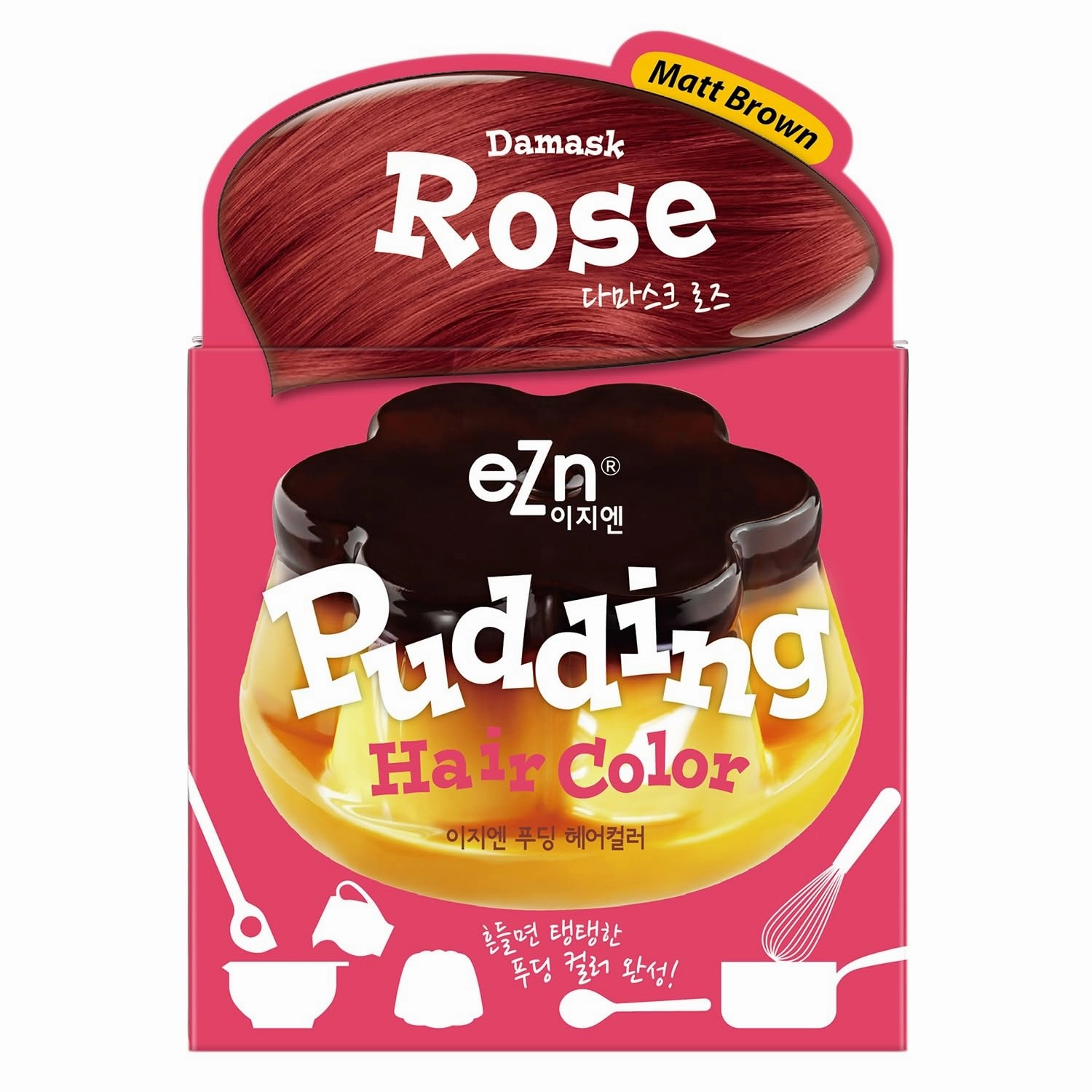 eZn Pudding Hair Dye Ammonia Free Semi-Permanent Self Hair Dye DIY Kit included contain Keratin Made in Korea Beauty (Damask Rose)