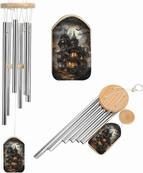 Fantasy Ghost Houses Wind Chimes Outside with Relaxing Rich Sound, Memorial Wind Chimes Gifts Porch Garden Backyard