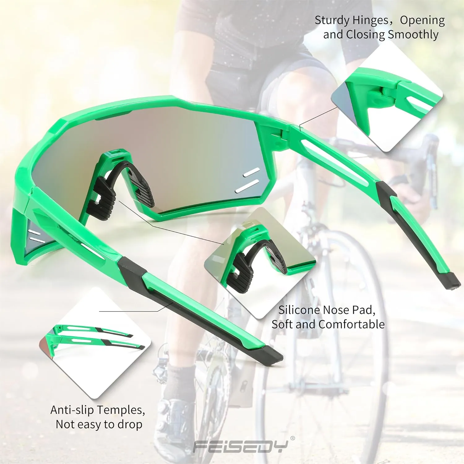 FEISEDY Sports Sunglasses Wraparound 80s Visor Men Women Outdoor Shield Baseball Sunglasses B4125