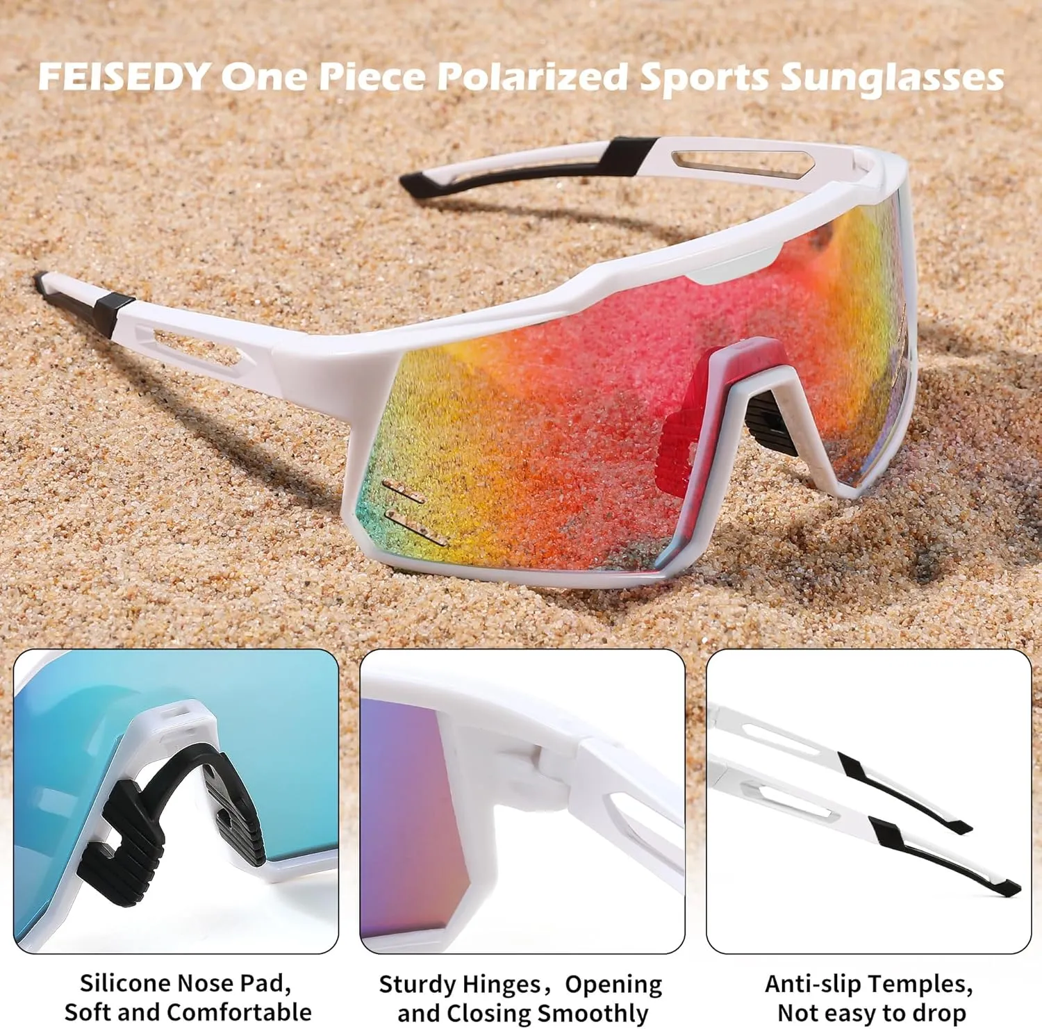 FEISEDY Sports Sunglasses Wraparound 80s Visor Men Women Outdoor Shield Baseball Sunglasses B4125