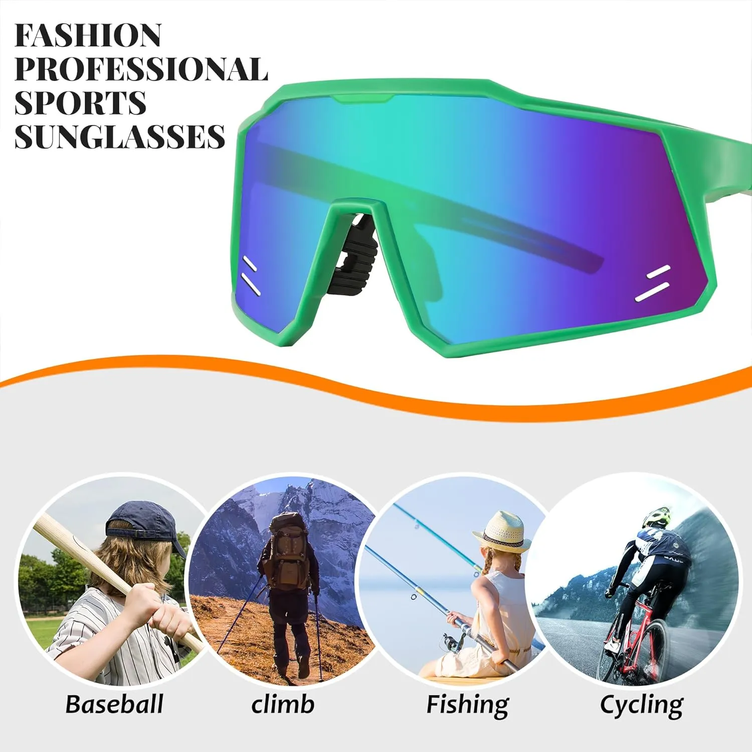 FEISEDY Sports Sunglasses Wraparound 80s Visor Men Women Outdoor Shield Baseball Sunglasses B4125