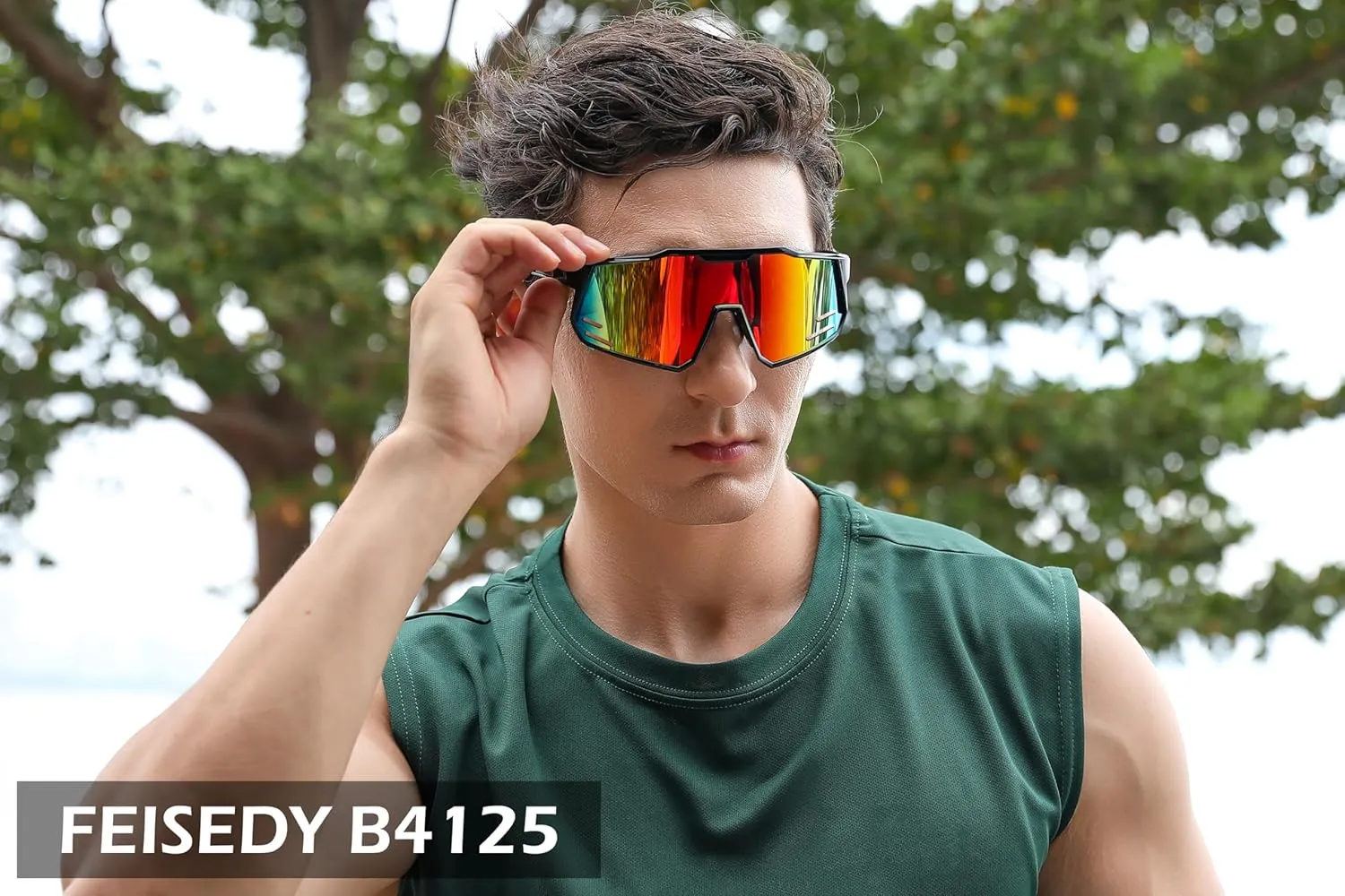 FEISEDY Sports Sunglasses Wraparound 80s Visor Men Women Outdoor Shield Baseball Sunglasses B4125