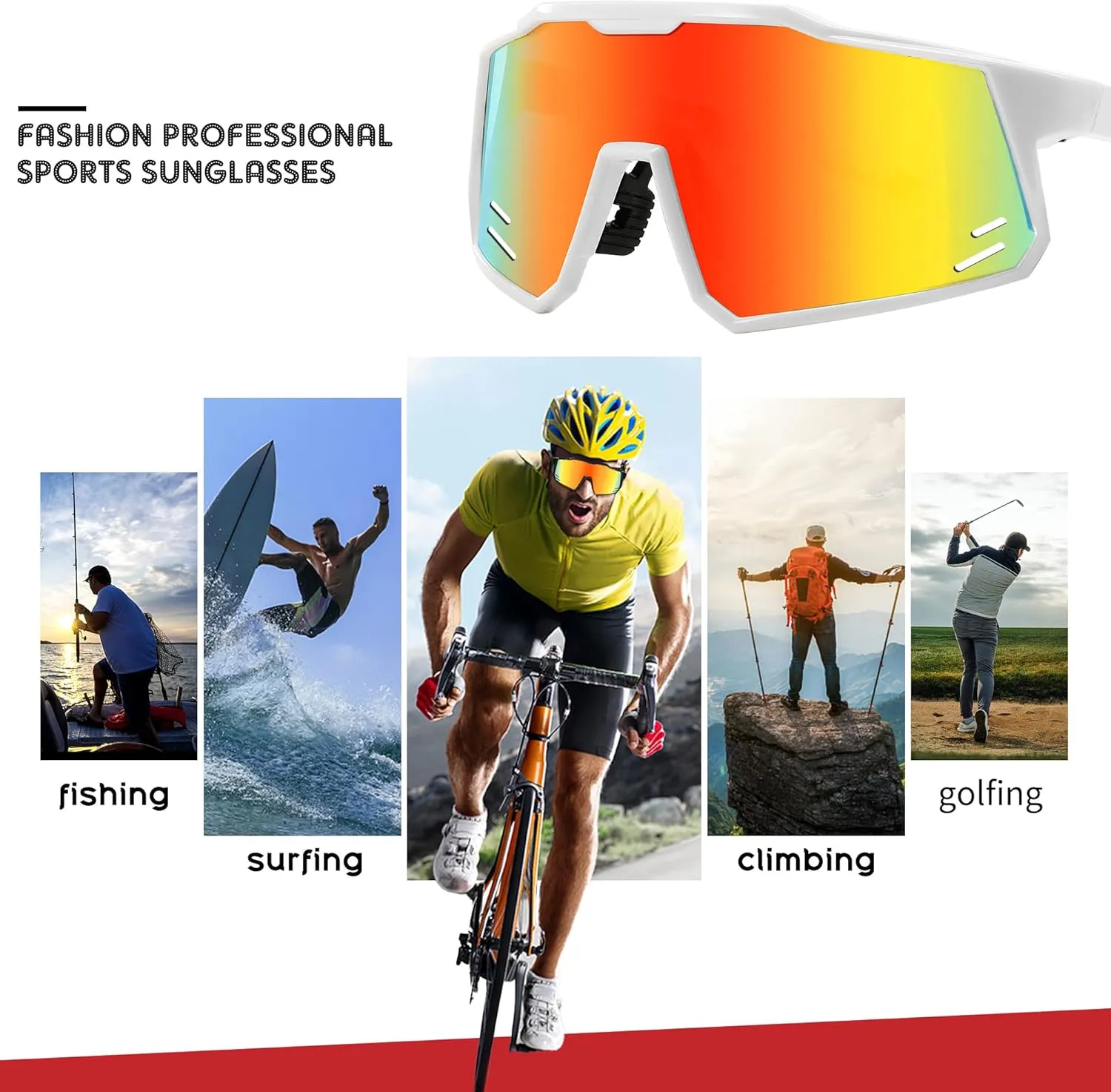 FEISEDY Sports Sunglasses Wraparound 80s Visor Men Women Outdoor Shield Baseball Sunglasses B4125