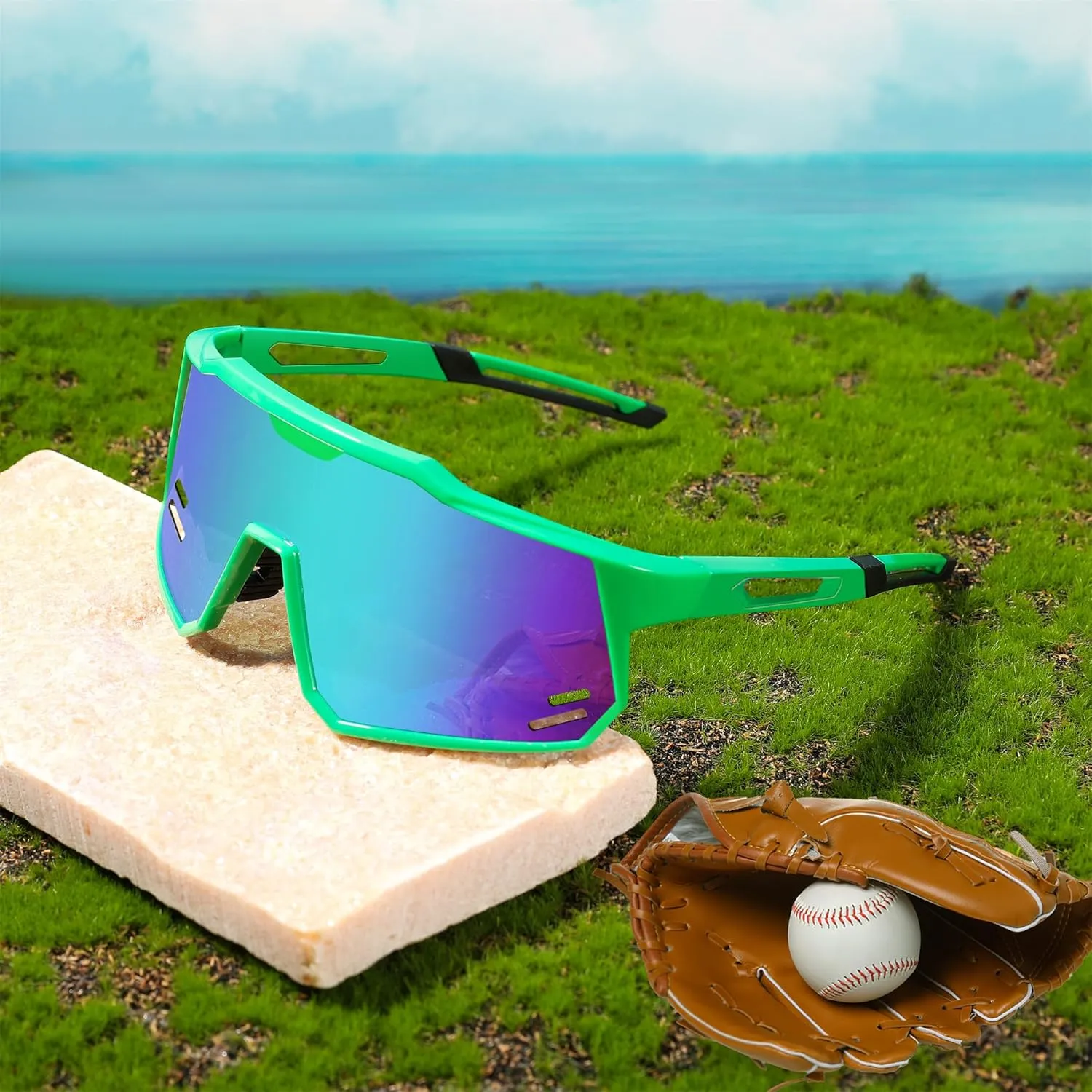 FEISEDY Sports Sunglasses Wraparound 80s Visor Men Women Outdoor Shield Baseball Sunglasses B4125
