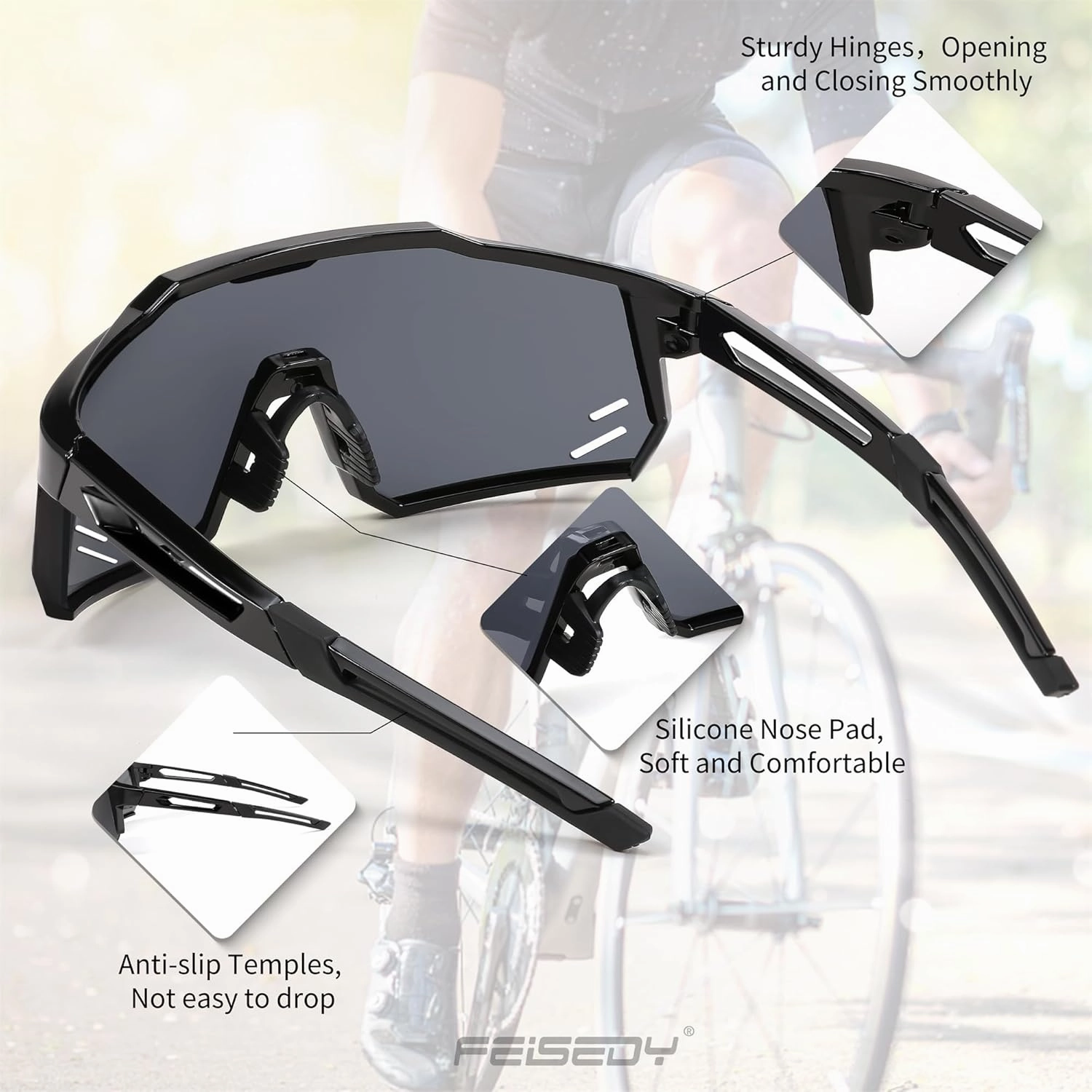 FEISEDY Sports Sunglasses Wraparound 80s Visor Men Women Outdoor Shield Baseball Sunglasses B4125