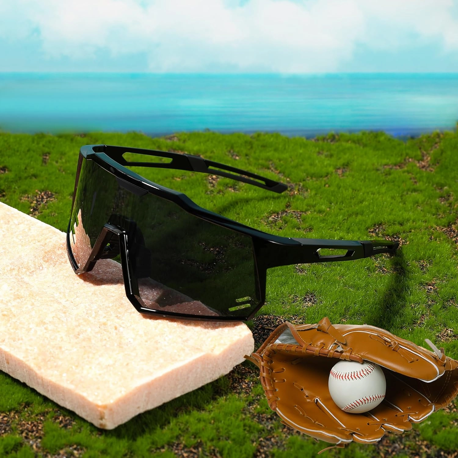 FEISEDY Sports Sunglasses Wraparound 80s Visor Men Women Outdoor Shield Baseball Sunglasses B4125