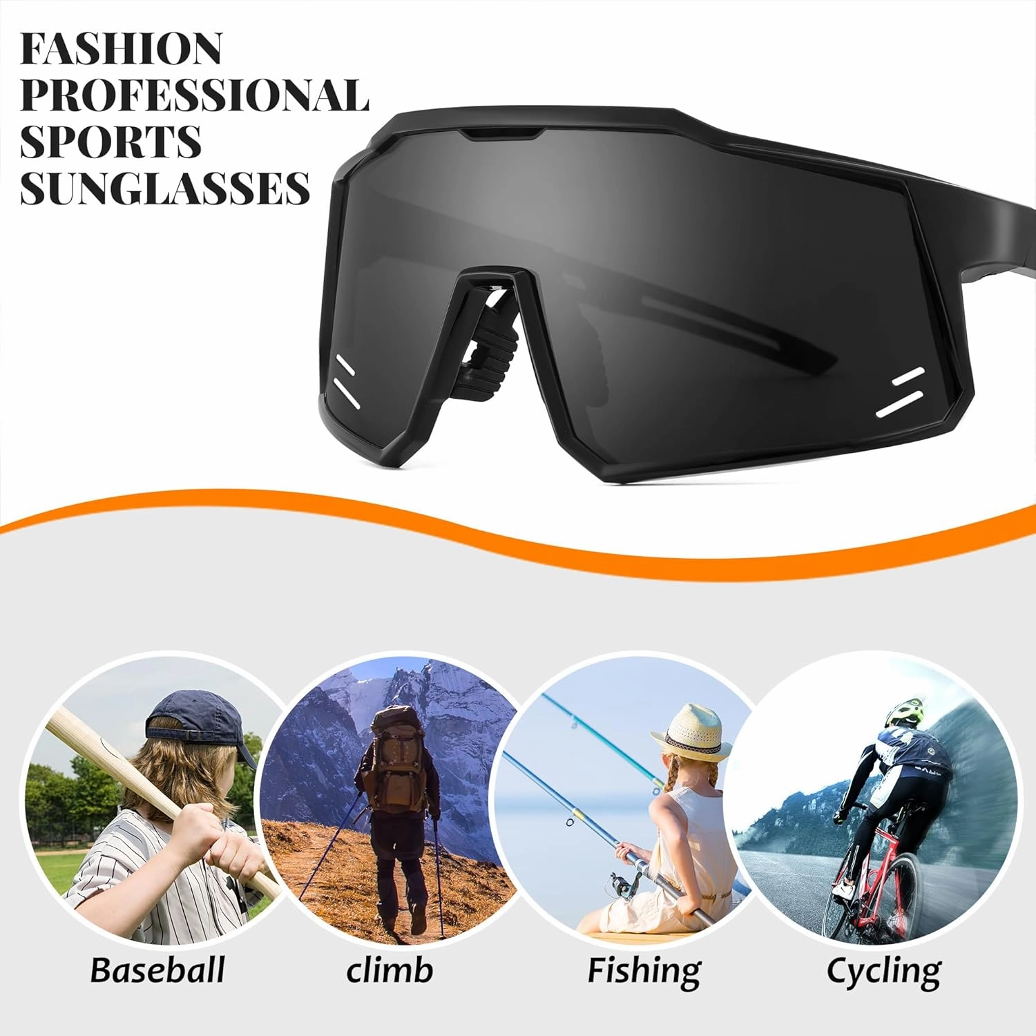 FEISEDY Sports Sunglasses Wraparound 80s Visor Men Women Outdoor Shield Baseball Sunglasses B4125