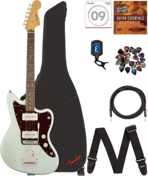 Fender Squier Classic Vibe '60s Jazzmaster - Sonic Blue Bundle with Gig Bag, Instrument Cable, Tuner, Strap, Strings, Picks, and Austin Bazaar Instructional DVD