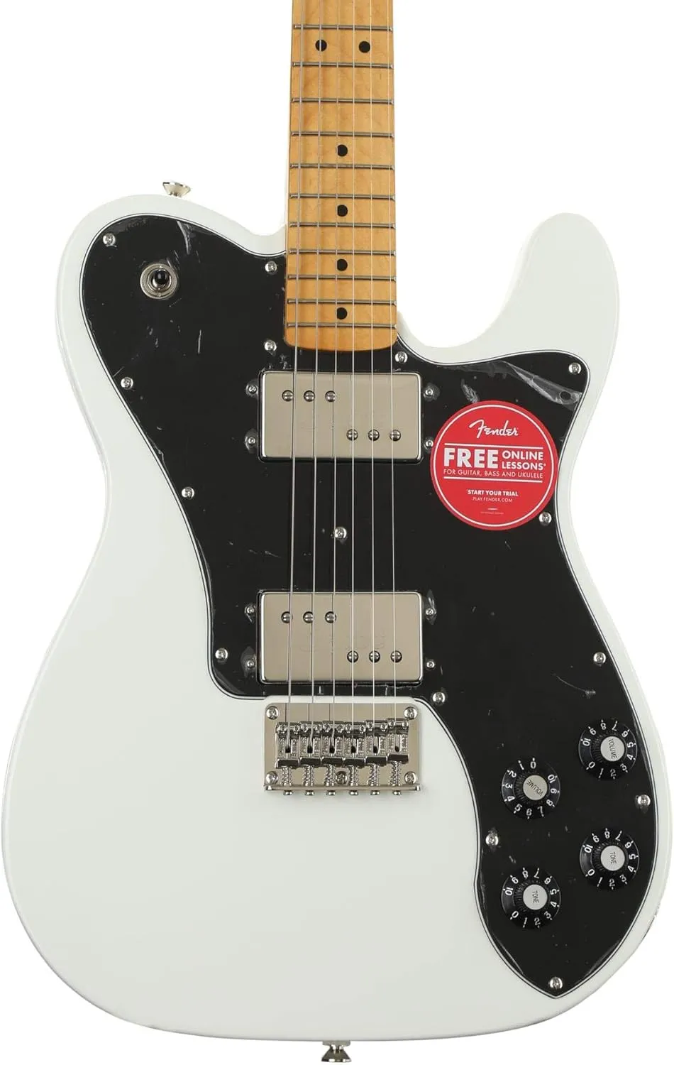 Fender Squier Classic Vibe 70s Deluxe Telecaster Electric Guitar, Olympic White, Maple Fingerboard