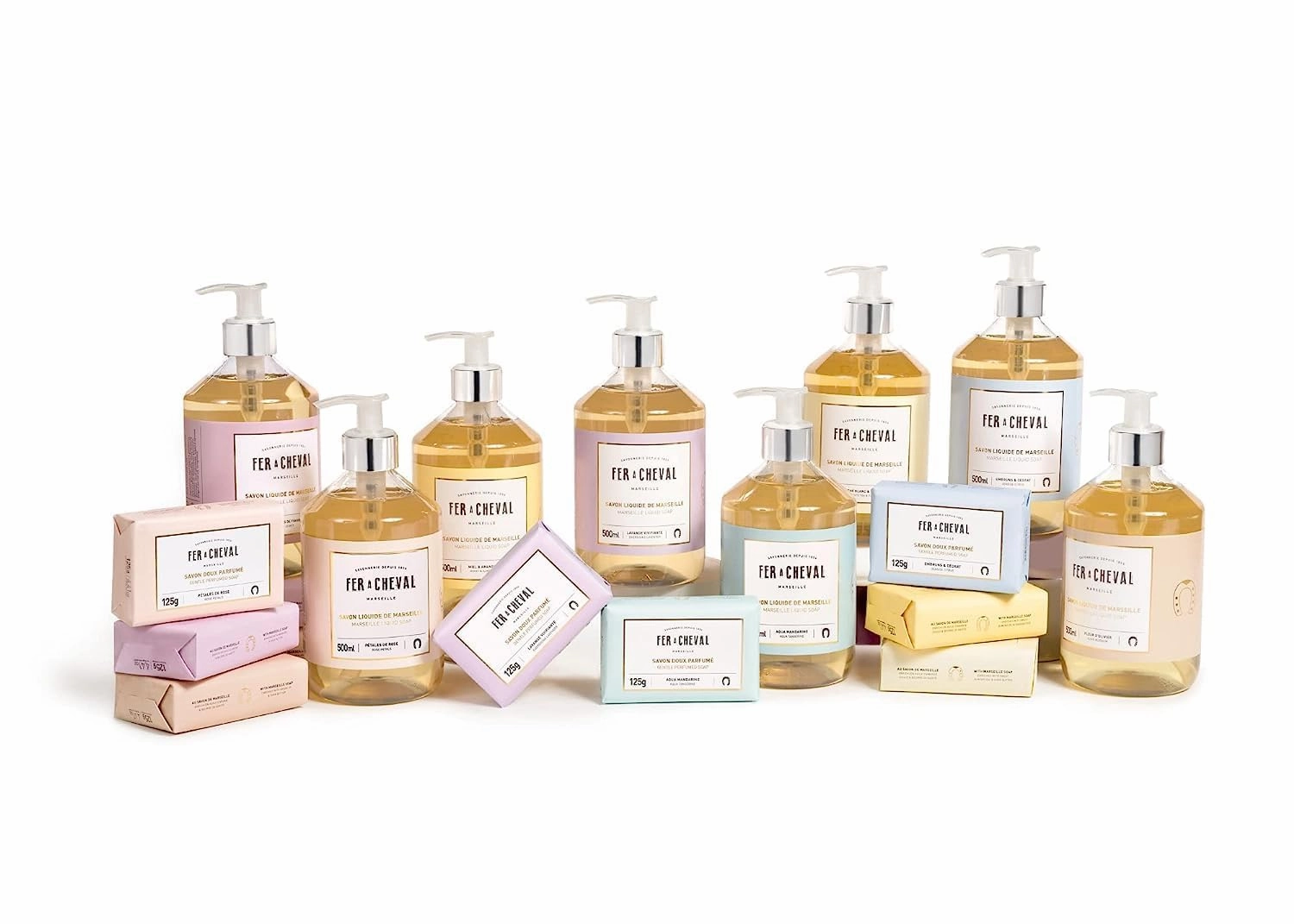 Fer à Cheval Marseille Liquid Soap, French Savon Liquide De Marseille, Luxury Rose Scented Liquid Marseille Soap, Rose Petals, 500ml/16.9fl oz