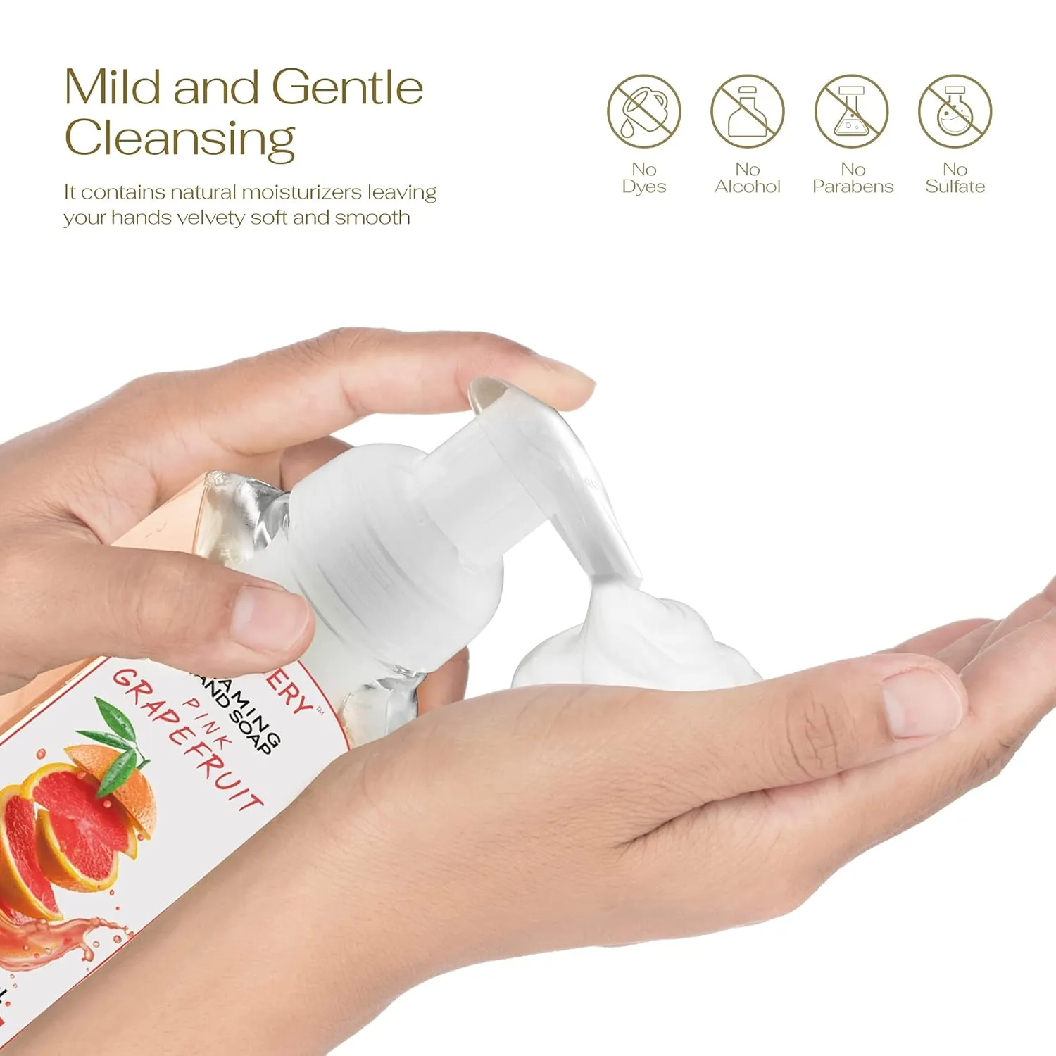 Foaming Hand Soap - Pack of 5 - Moisturizing Hand Soap with Aloe Vera & Essential Oils - Alcohol-Free Hand Wash in Citrus Blend, Lemon, Orange, Lime, Pink Grapefruit Fragrances for Kitchen & Bathroom