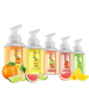 Foaming Hand Soap - Pack of 5 - Moisturizing Hand Soap with Aloe Vera & Essential Oils - Alcohol-Free Hand Wash in Citrus Blend, Lemon, Orange, Lime, Pink Grapefruit Fragrances for Kitchen & Bathroom