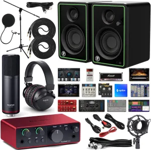 Focusrite Scarlett Solo Studio 4th Gen USB Audio Interface with Complete Kit Exclusive Software Bundle with CR3-X Creative Multimedia Monitors with Professional Microphone Kit & Recording Headphones