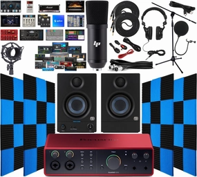 Focusrite Scarlett 16i16 USB Audio/Midi Interface 4th Gen with Creative Software Kit and with NEW Eris 3.5 Studio Monitors, 24 Pack Acoustic Soundproof Studio Foam Wedges Sound Insulation Panels