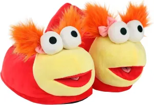 Fraggle Rock Red Plush Slippers Velour Fabric, Fiberfill Stuffed, Anti-Slip Sole