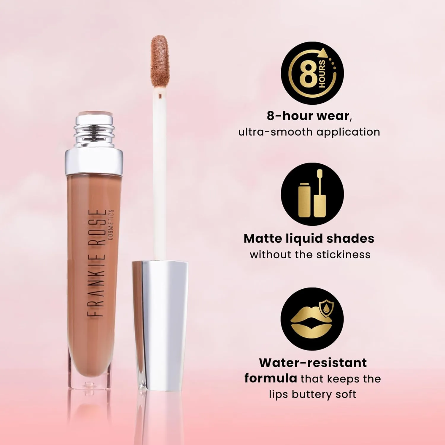 Frankie Rose Cosmetics Ultra Matte Liquid Lipstick - Long Lasting Lip Cream - Highly Pigmented, Smooth, Creamy Lip Color for Women - Not So Good Girl