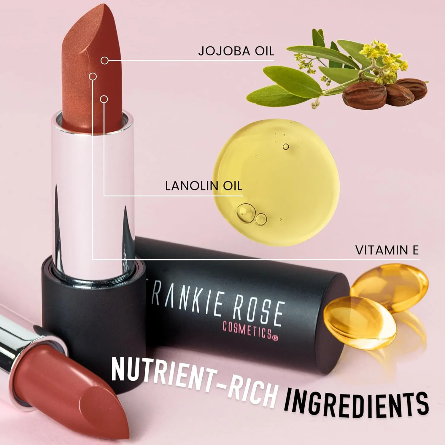 Frankie Rose Long Lasting Lipstick for Women | Smudge Proof Lipstick Enriched with Jojoba Oil | Buildable Lip Colors, Suitable For All Skin Tones | Cruelty-Free Lip Makeup |Apple Spice