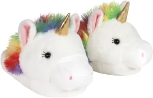Fuzzy Unicorn Slippers for Women and Men - Rainbow Plush Animal Slippers for Adults