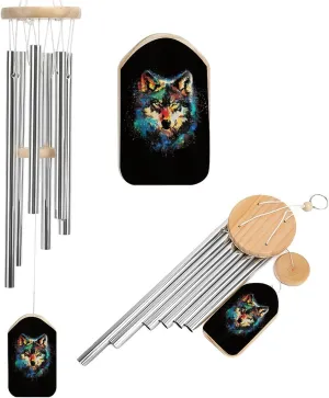 Galaxy Wolf Cosmic Wind Chimes Outside with Relaxing Rich Sound, Memorial Wind Chimes Gifts Porch Garden Backyard